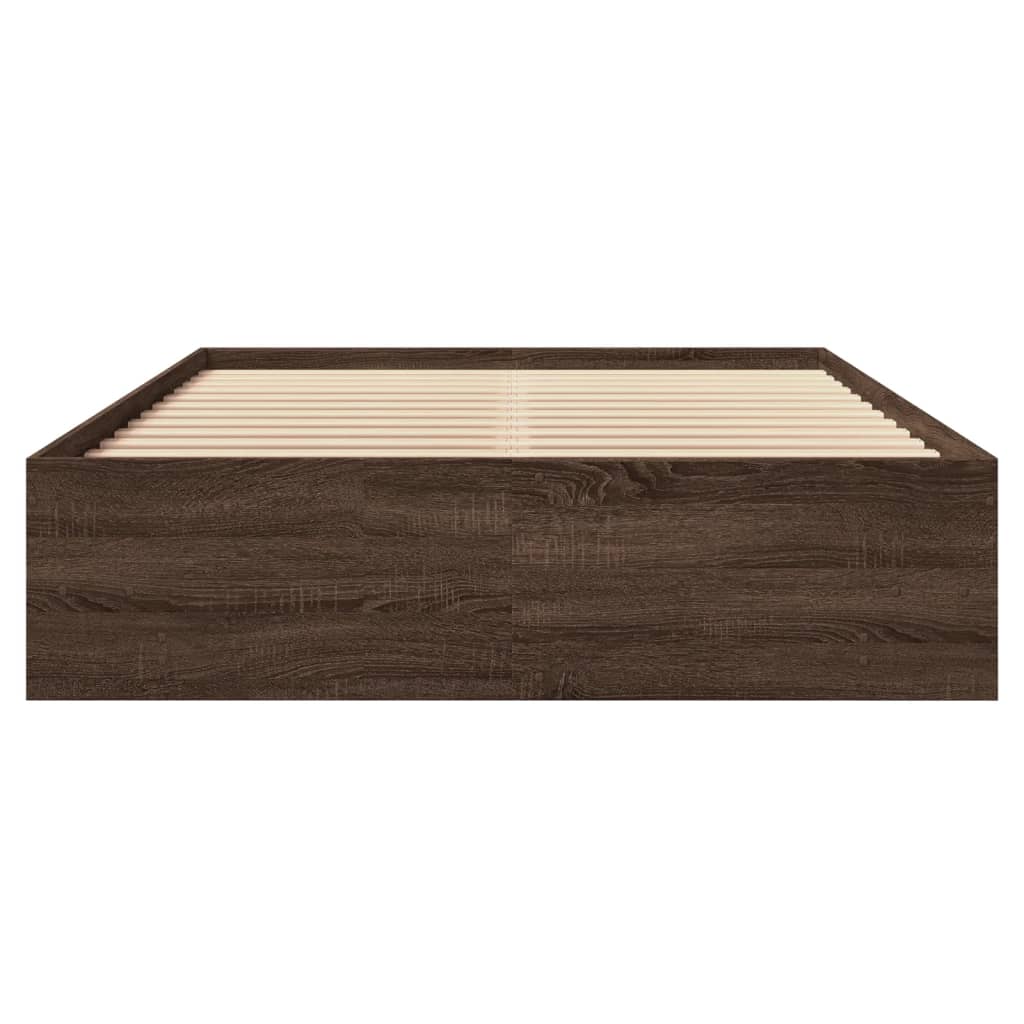 sengeramme 140x190 cm uden madras konstrueret træ brunt eg