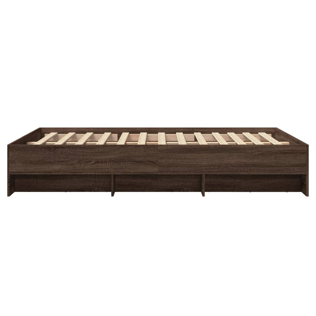 sengeramme 140x190 cm uden madras konstrueret træ brunt eg