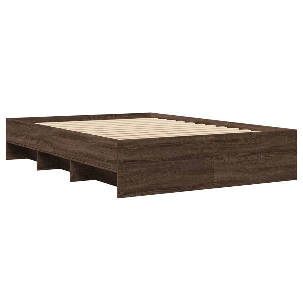 sengeramme 140x190 cm uden madras konstrueret træ brunt eg