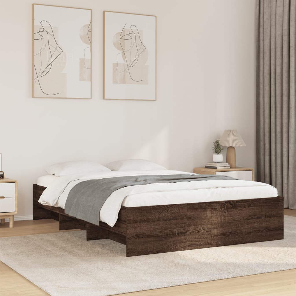 sengeramme 140x190 cm uden madras konstrueret træ brunt eg