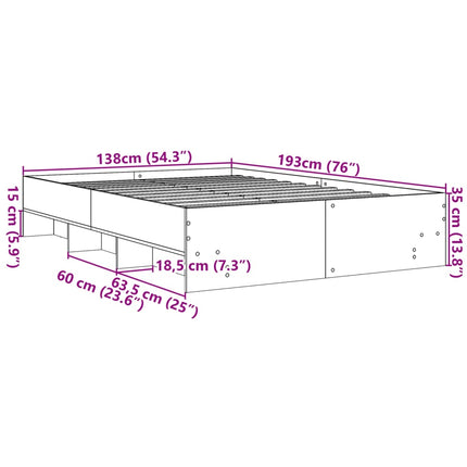 sengestel 135x190 cm konstrueret træ hvid