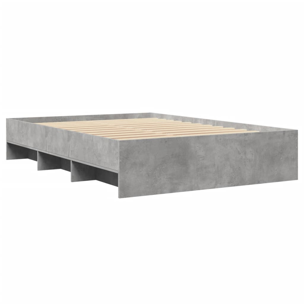 sengestel 135x190 cm konstrueret træ betongrå