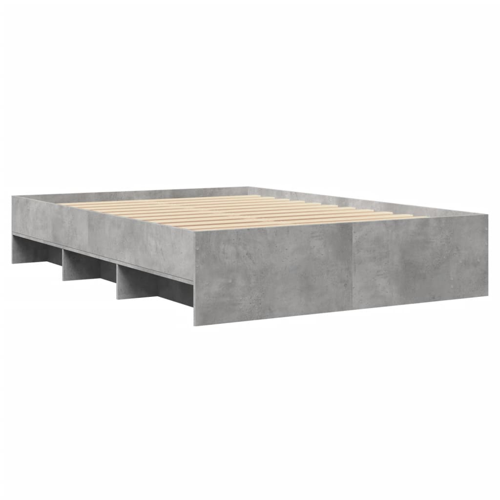 sengestel 135x190 cm konstrueret træ betongrå