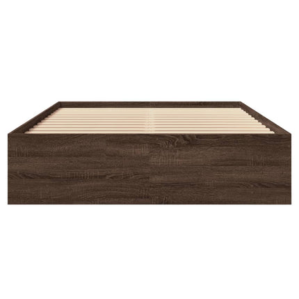 sengestel 135x190 cm konstrueret træ brun eg