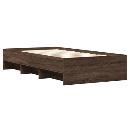 sengeramme 75x190 cm uden madras konstrueret træ brunt eg