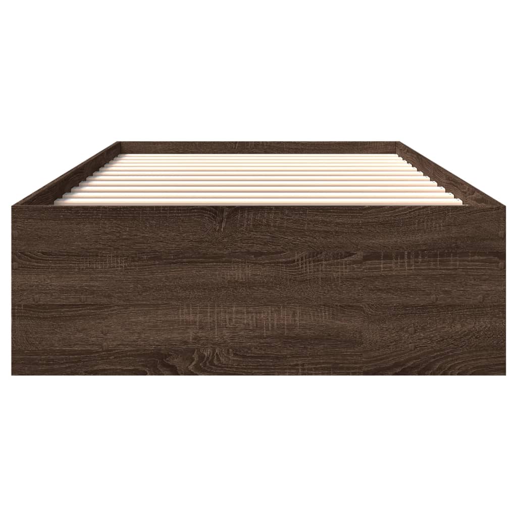 sengeramme 75x190 cm uden madras konstrueret træ brunt eg
