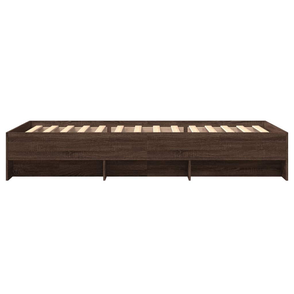 sengeramme 75x190 cm uden madras konstrueret træ brunt eg