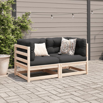 sofasæt til haven 2 dele med hynder massivt fyrretræ