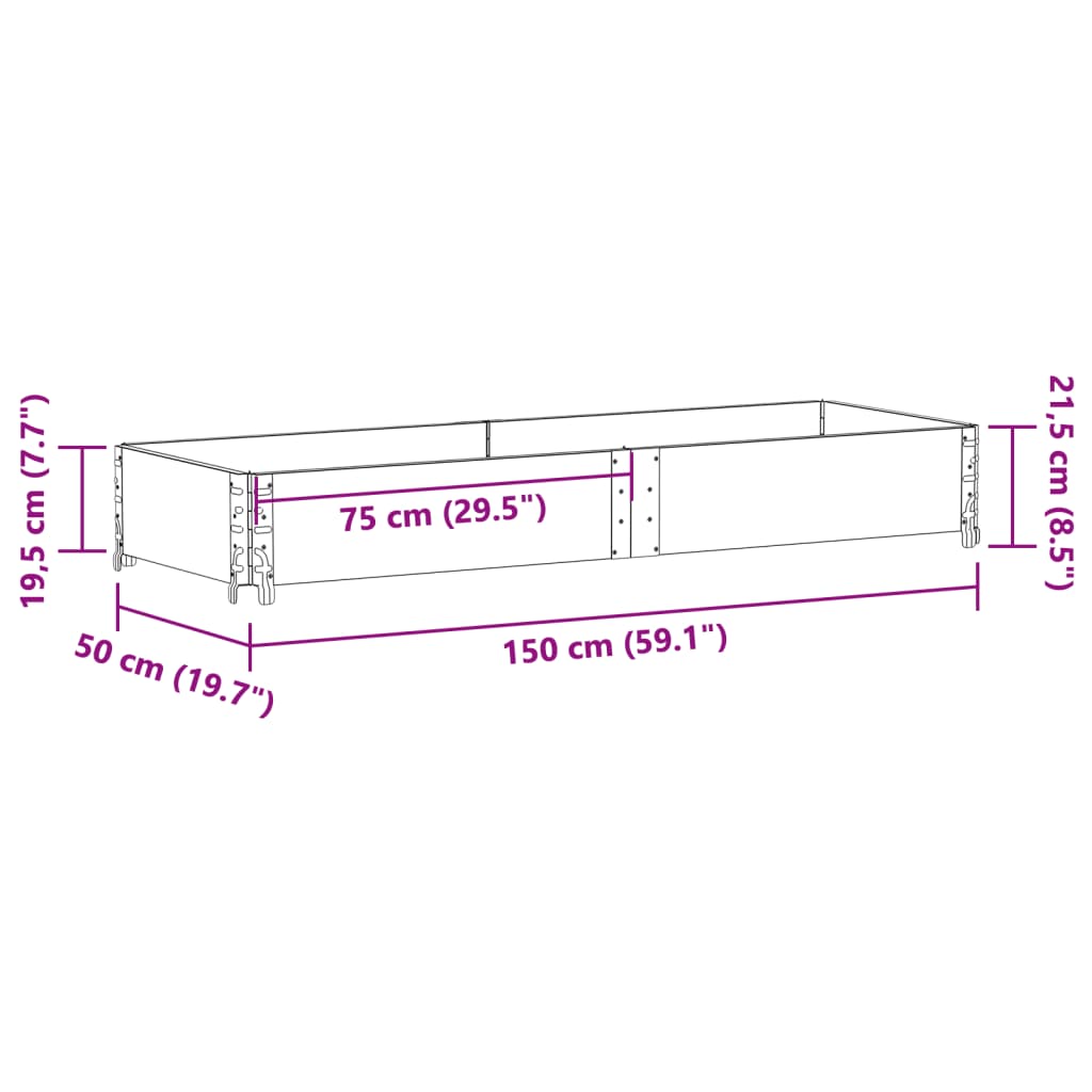 palleramme 150x50 cm massivt fyrretræ sort