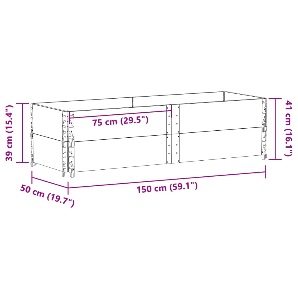 pallerammer 2 stk. 150x50 cm massivt fyrretræ brun