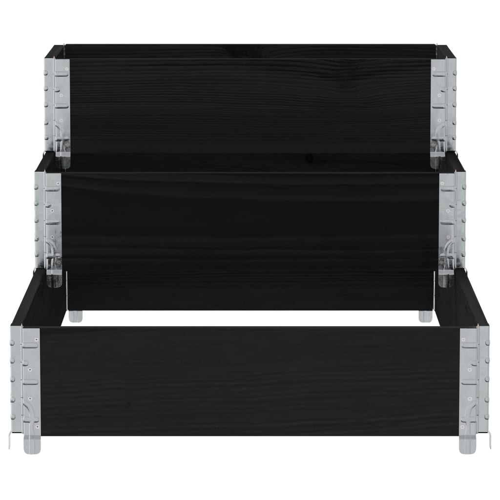 højbed 120x80 cm 3 niveauer massivt fyrretræ sort