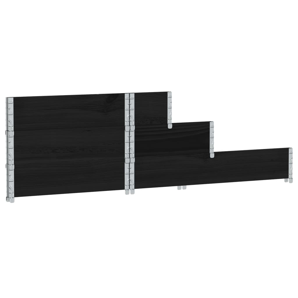 højbed 120x80 cm 3 niveauer massivt fyrretræ sort