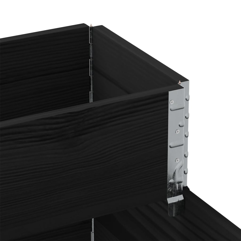 højbed 120x80 cm 3 niveauer massivt fyrretræ sort