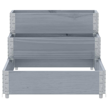 højbed 120x80 cm 3 niveauer massivt fyrretræ grå