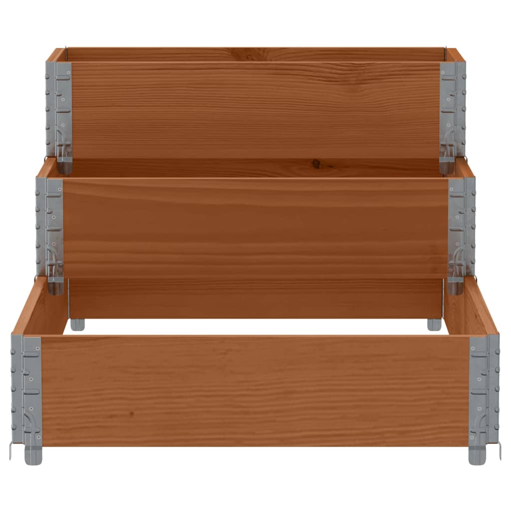 højbed 120x80 cm 3 niveauer massivt fyrretræ brun