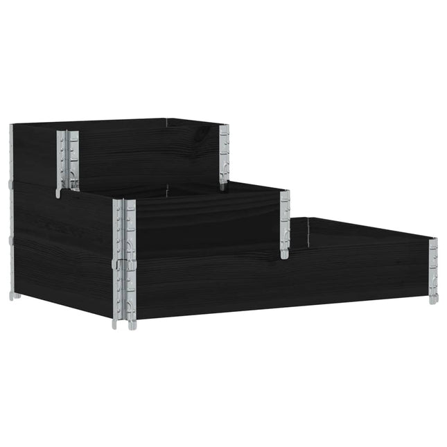 højbed 120x80 cm 3 niveauer massivt fyrretræ sort