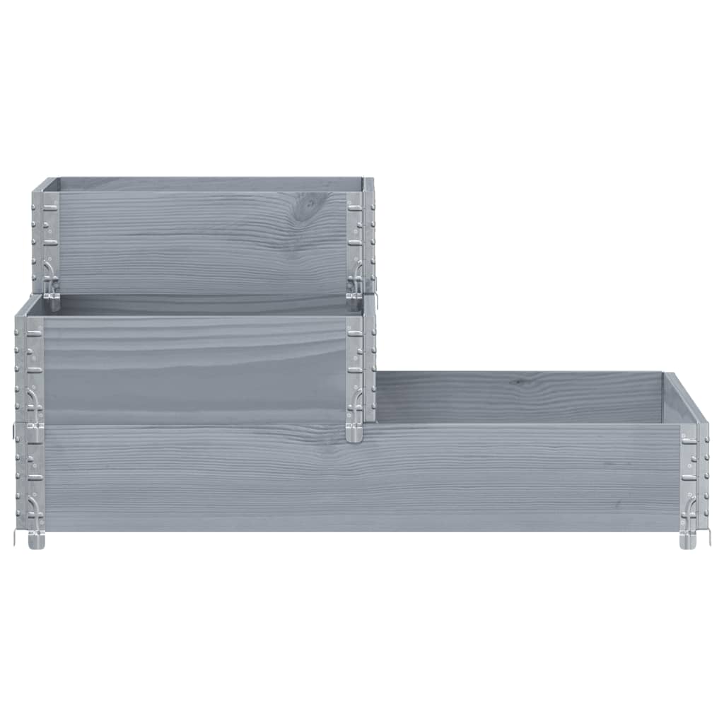 højbed 120x80 cm 3 niveauer massivt fyrretræ grå