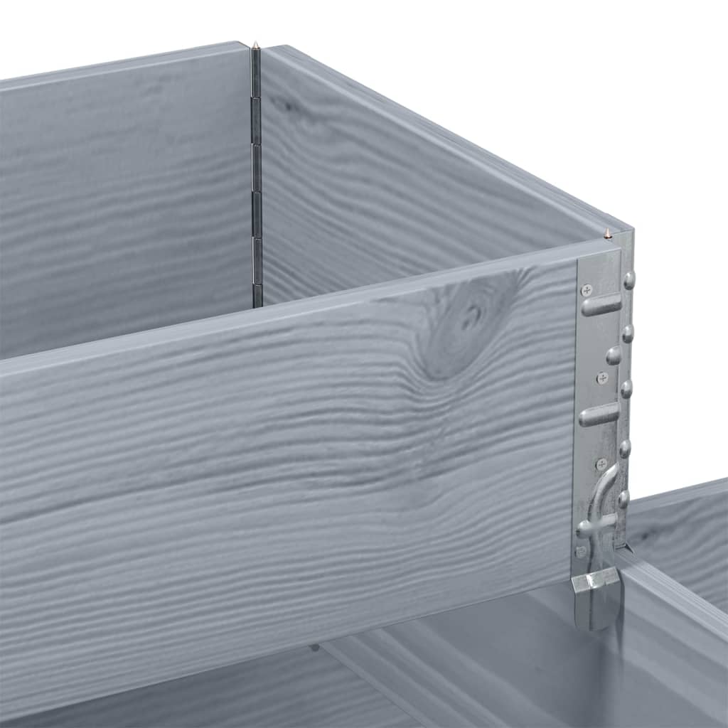 højbed 120x80 cm 3 niveauer massivt fyrretræ grå