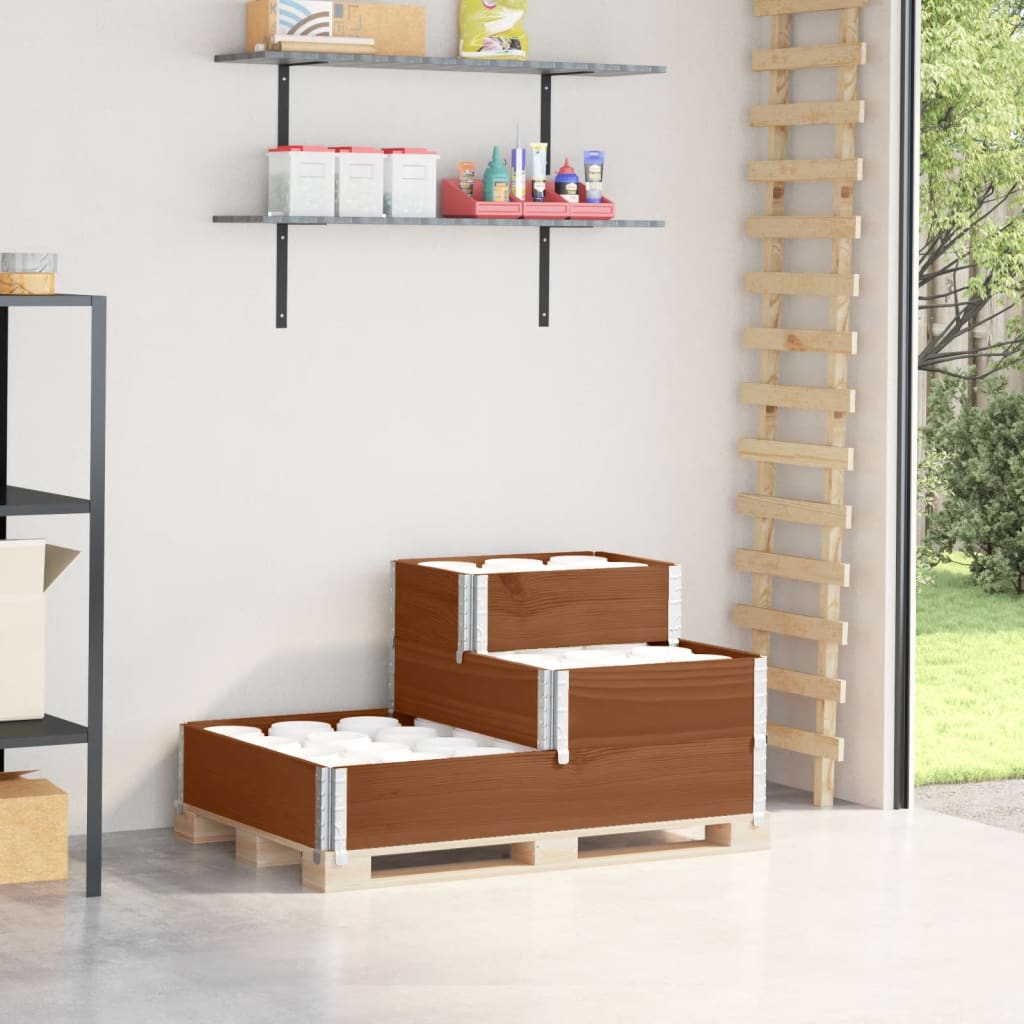 højbed 120x80 cm 3 niveauer massivt fyrretræ brun