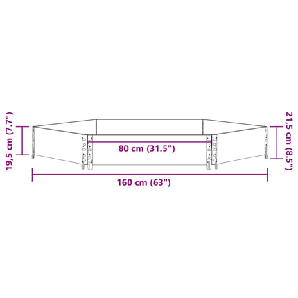 højbed 160x160 cm massivt fyrretræ sekskantet grå