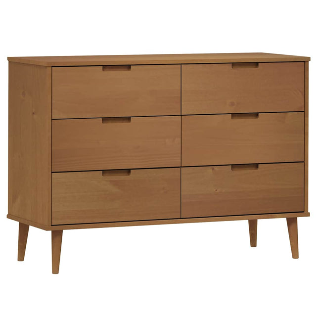 sengebord MOLDE 113x40x80 cm massivt fyrretræ brun