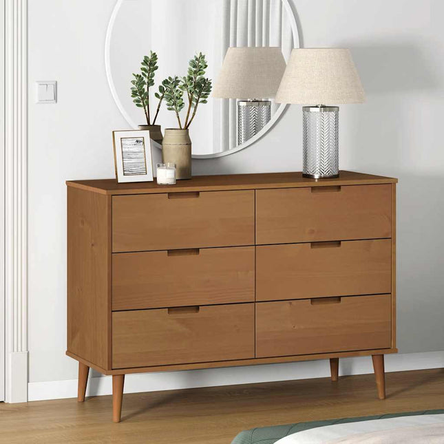 sengebord MOLDE 113x40x80 cm massivt fyrretræ brun
