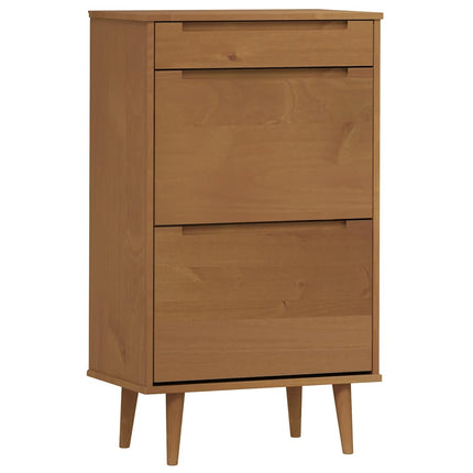 skoskab MOLDE 59,5x35x103 cm massivt fyrretræ brun