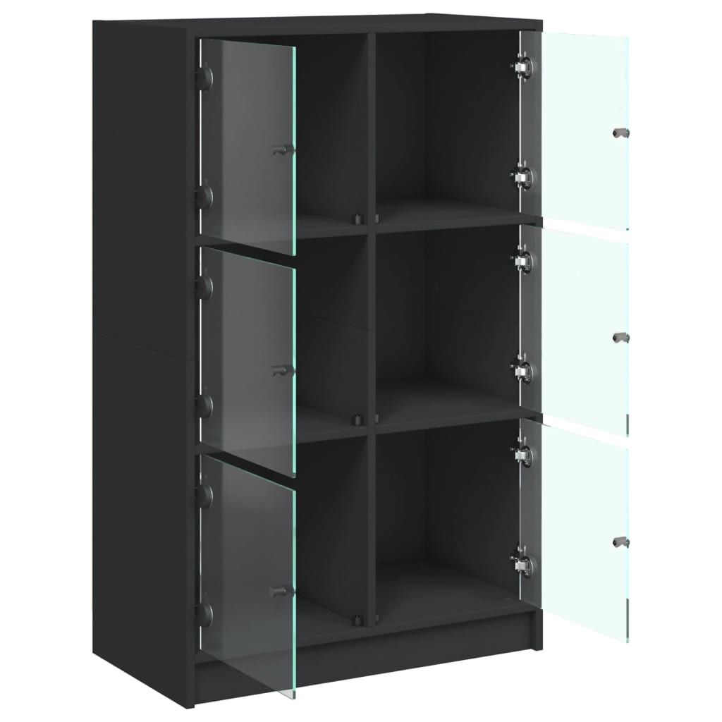skab med låger 68x37x109 cm konstrueret træ sort