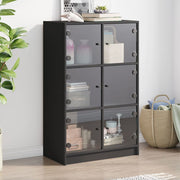 skab med låger 68x37x109 cm konstrueret træ sort