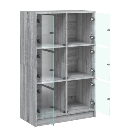 skab med låger 68x37x109 cm konstrueret træ grå sonoma-eg