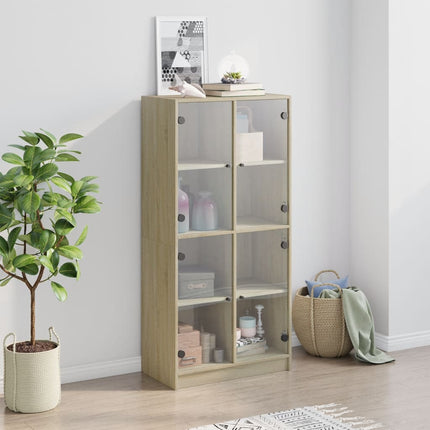 skab med låger 68x37x142 cm konstrueret træ sonoma-eg
