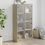 skab med låger 68x37x142 cm konstrueret træ sonoma-eg