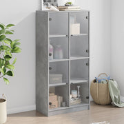 skab med låger 68x37x142 cm konstrueret træ betongrå