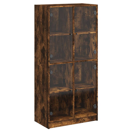 skab med låger 68x37x142 cm konstrueret træ røget egetræsfarve