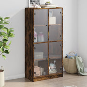 skab med låger 68x37x142 cm konstrueret træ røget egetræsfarve