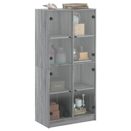 skab med låger 68x37x142 cm konstrueret træ grå sonoma-eg