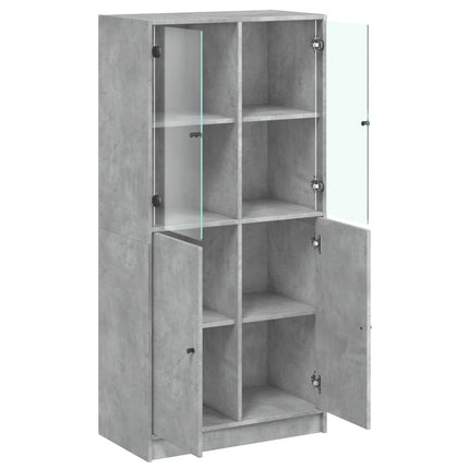 skab med låger 68x37x142 cm konstrueret træ betongrå