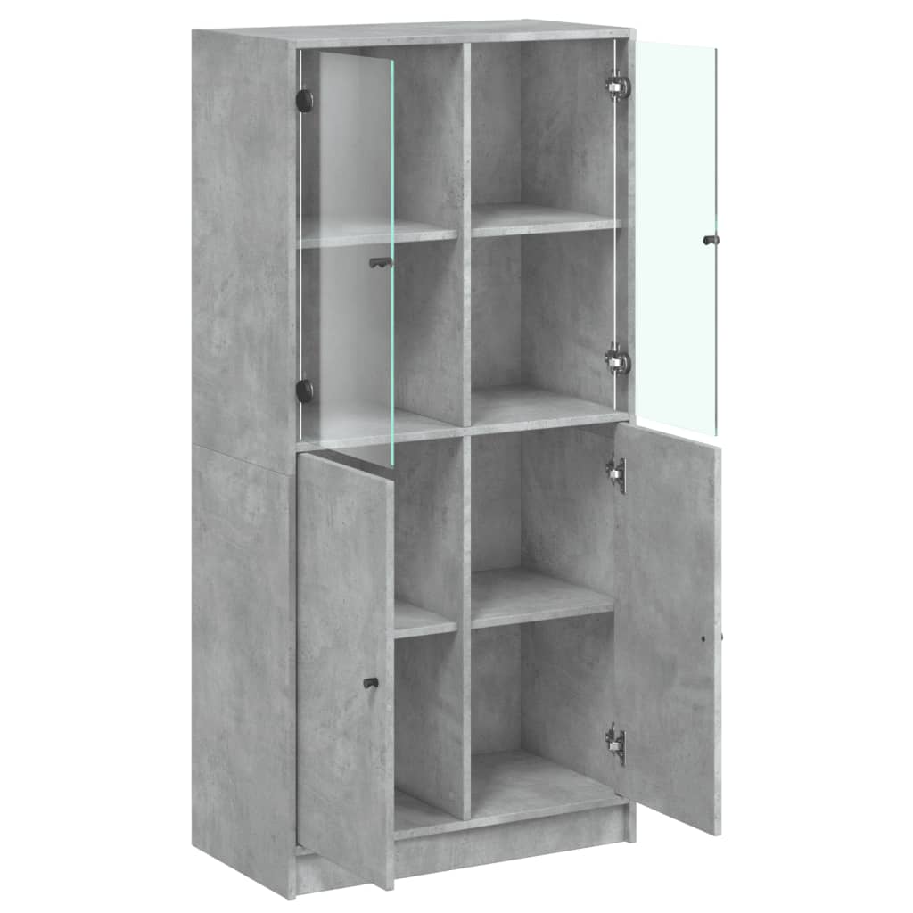 skab med låger 68x37x142 cm konstrueret træ betongrå