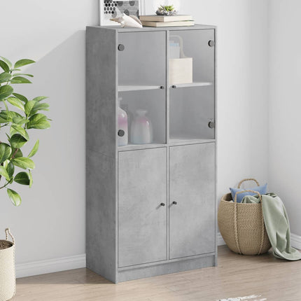 skab med låger 68x37x142 cm konstrueret træ betongrå