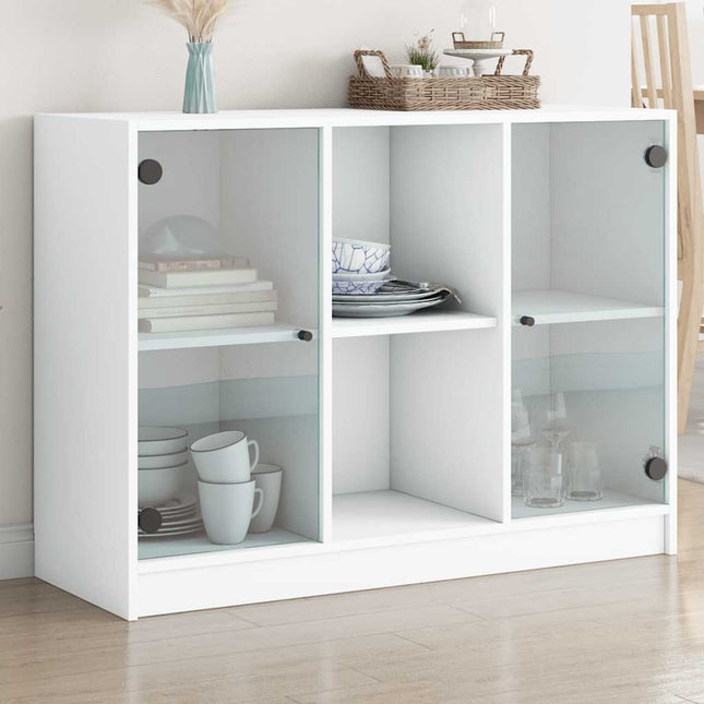 skænk 102x37x75,5 cm konstrueret træ hvid
