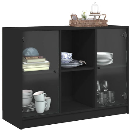 skænk 102x37x75,5 cm konstrueret træ sort