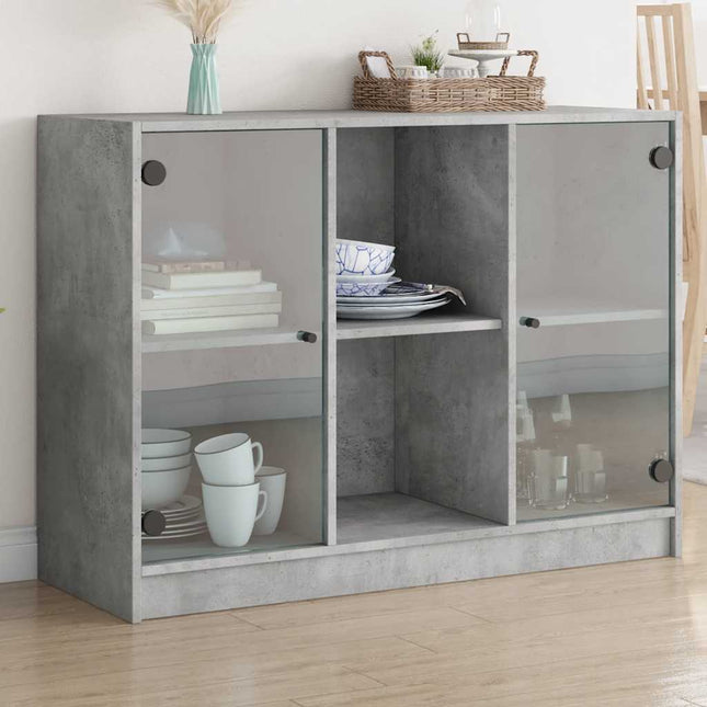 skænk 102x37x75,5 cm konstrueret træ betongrå