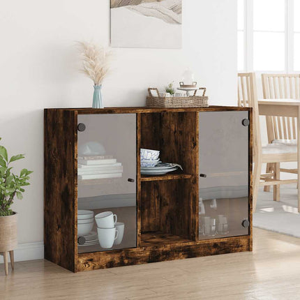 skænk 102x37x75,5 cm konstrueret træ røget egetræsfarve