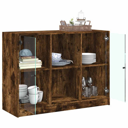 skænk 102x37x75,5 cm konstrueret træ røget egetræsfarve