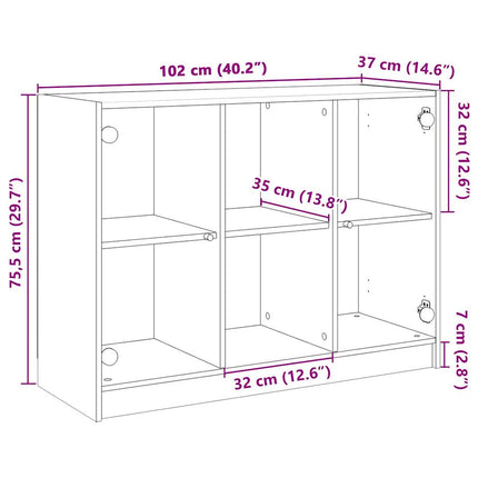 skænk 102x37x75,5 cm konstrueret træ røget egetræsfarve