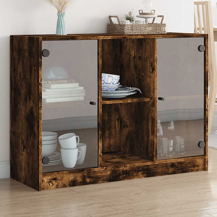 skænk 102x37x75,5 cm konstrueret træ røget egetræsfarve