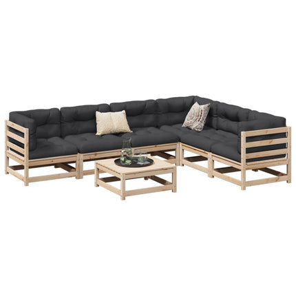 sofasæt til haven 7 dele med hynder massivt fyrretræ