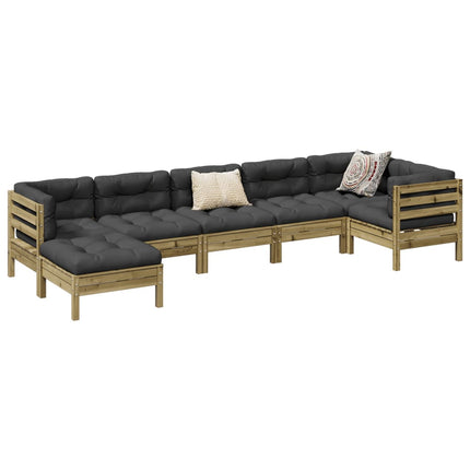 sofasæt til haven 7 dele med hynder imprægneret fyrretræ