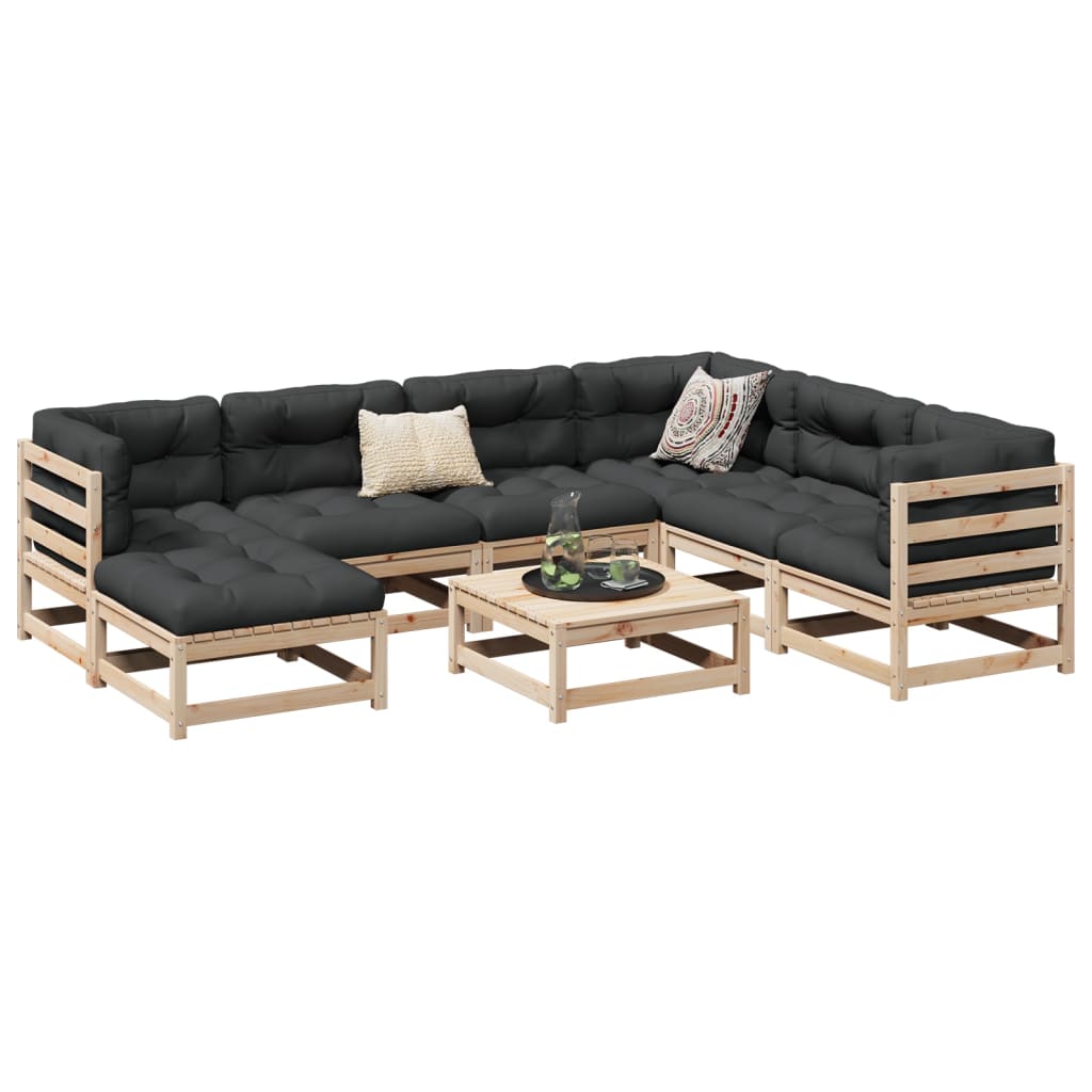 sofasæt til haven 8 dele massivt fyrretræ