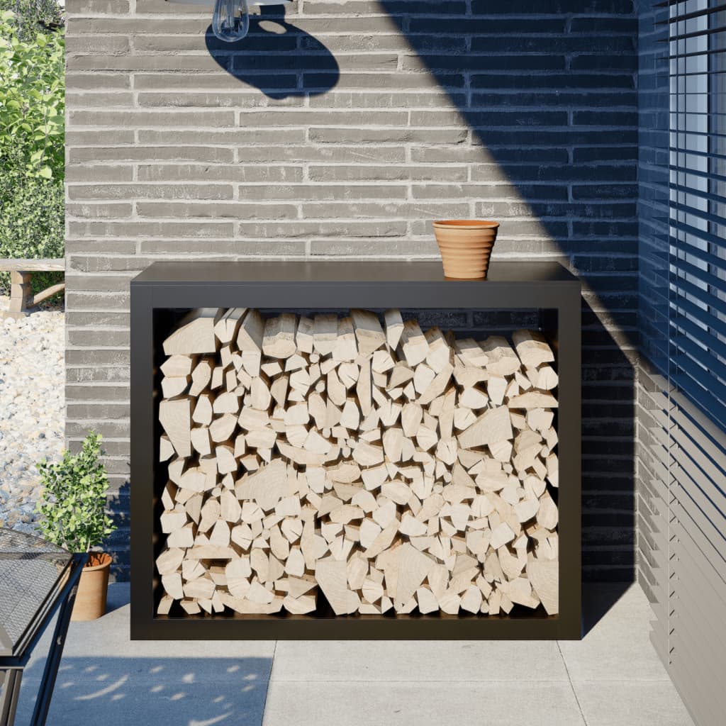 Brændestativ i stål - 100 × 40 × 80 cm, sort